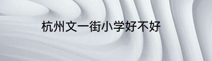 杭州文一街小学好不好