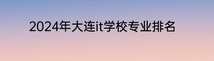 2024年大连it学校专业排名