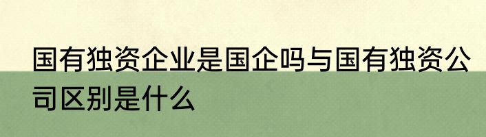 国有独资企业是国企吗与国有独资公司区别是什么