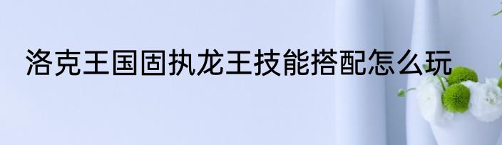 洛克王国固执龙王技能搭配怎么玩