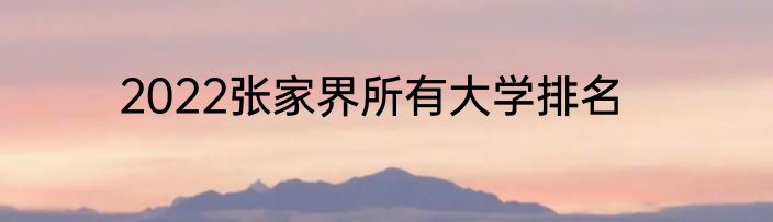 2022张家界所有大学排名