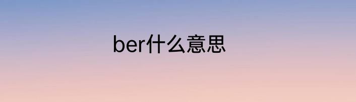 ber什么意思