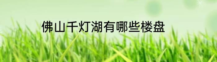 佛山千灯湖有哪些楼盘
