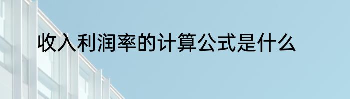 收入利润率的计算公式是什么