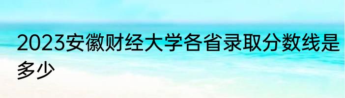 2023安徽财经大学各省录取分数线是多少