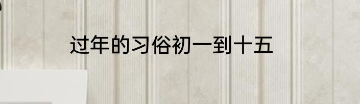 过年的习俗初一到十五