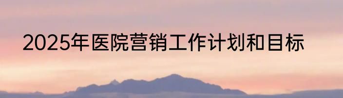2025年医院营销工作计划和目标