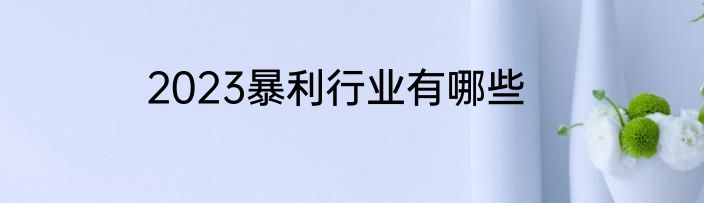 2023暴利行业有哪些