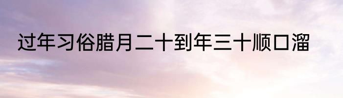 过年习俗腊月二十到年三十顺口溜