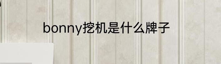 bonny挖机是什么牌子
