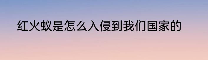 红火蚁是怎么入侵到我们国家的