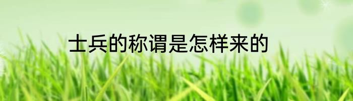 士兵的称谓是怎样来的