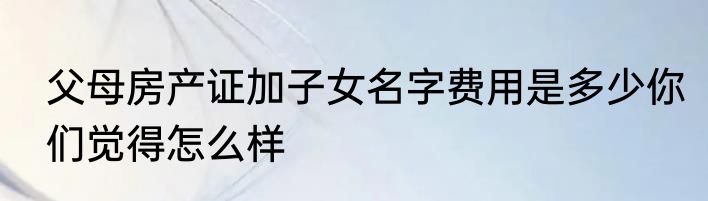 父母房产证加子女名字费用是多少你们觉得怎么样
