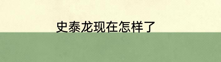 史泰龙现在怎样了