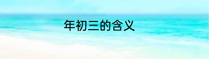 年初三的含义