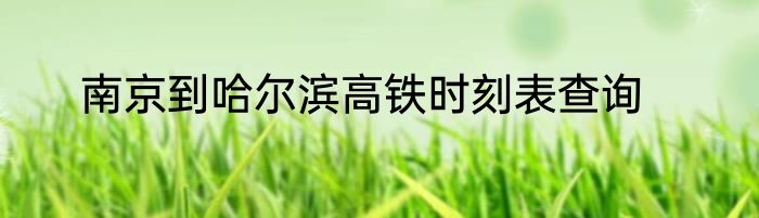 南京到哈尔滨高铁时刻表查询