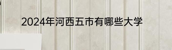 2024年河西五市有哪些大学
