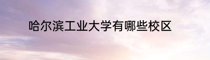 哈尔滨工业大学有哪些校区