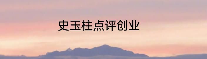 史玉柱点评创业