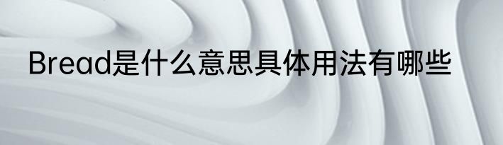 Bread是什么意思具体用法有哪些