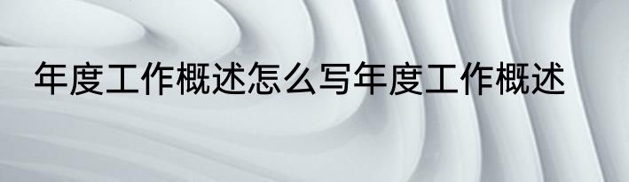 年度工作概述怎么写年度工作概述