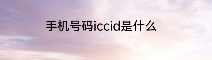 手机号码iccid是什么