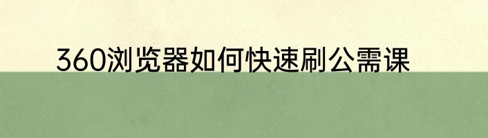 360浏览器如何快速刷公需课