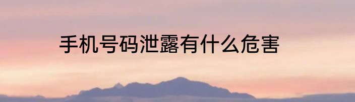 手机号码泄露有什么危害