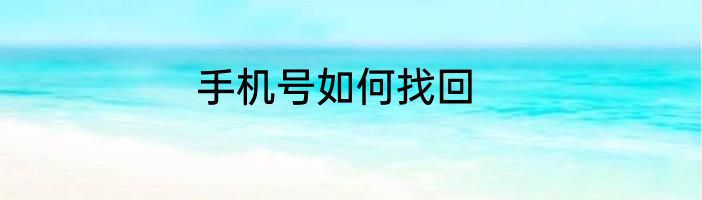 手机号如何找回