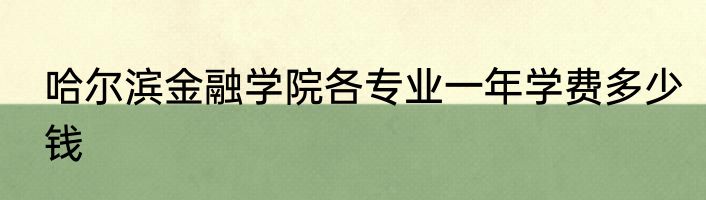哈尔滨金融学院各专业一年学费多少钱