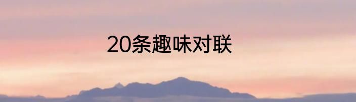 20条趣味对联