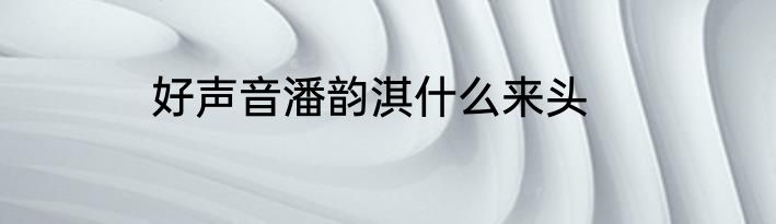 好声音潘韵淇什么来头