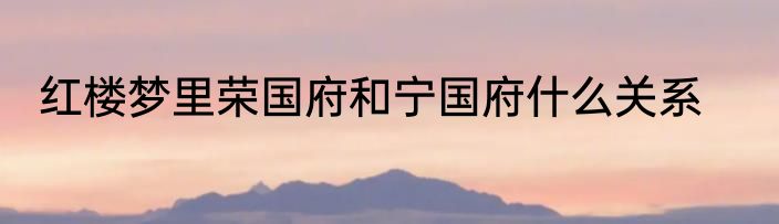 红楼梦里荣国府和宁国府什么关系