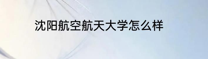 沈阳航空航天大学怎么样
