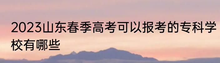2023山东春季高考可以报考的专科学校有哪些
