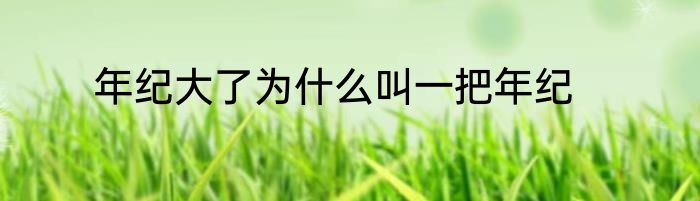 年纪大了为什么叫一把年纪