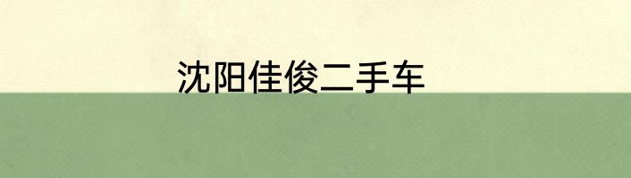 沈阳佳俊二手车