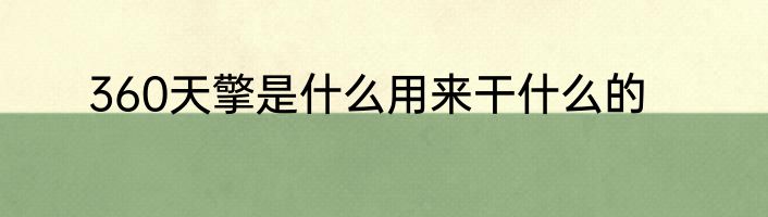 360天擎是什么用来干什么的