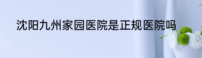 沈阳九州家园医院是正规医院吗
