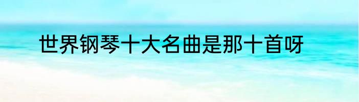 世界钢琴十大名曲是那十首呀
