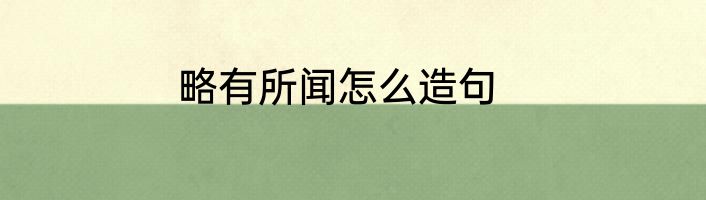 略有所闻怎么造句