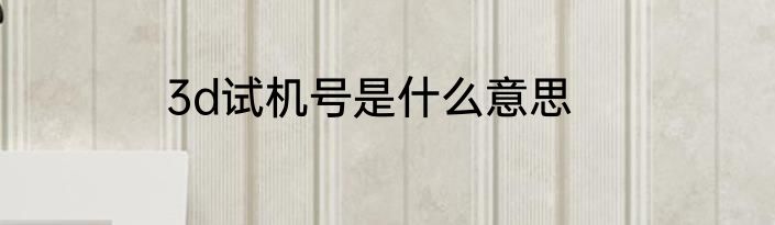 3d试机号是什么意思