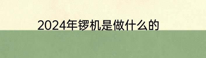 2024年锣机是做什么的