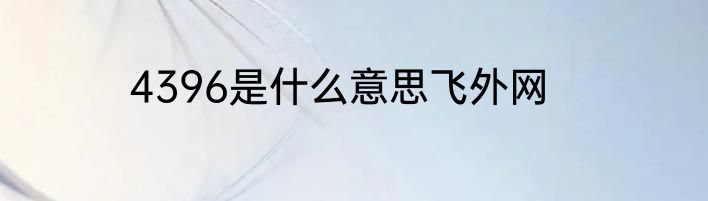4396是什么意思飞外网