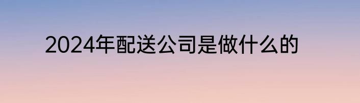 2024年配送公司是做什么的