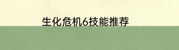 生化危机6技能推荐