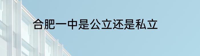 合肥一中是公立还是私立