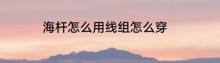 海杆怎么用线组怎么穿