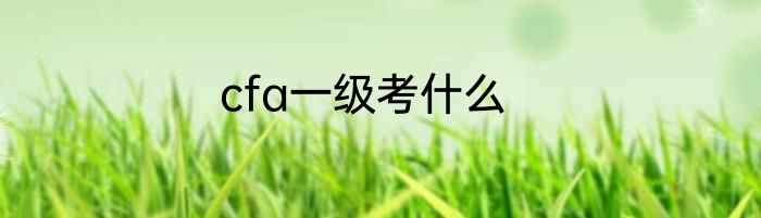 cfa一级考什么