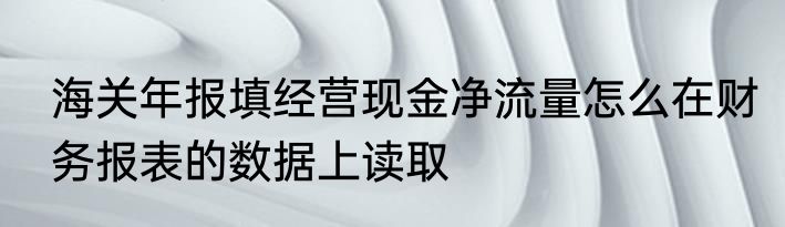 海关年报填经营现金净流量怎么在财务报表的数据上读取